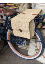 Handmade Double Bicycle Basket in Natural Wicker