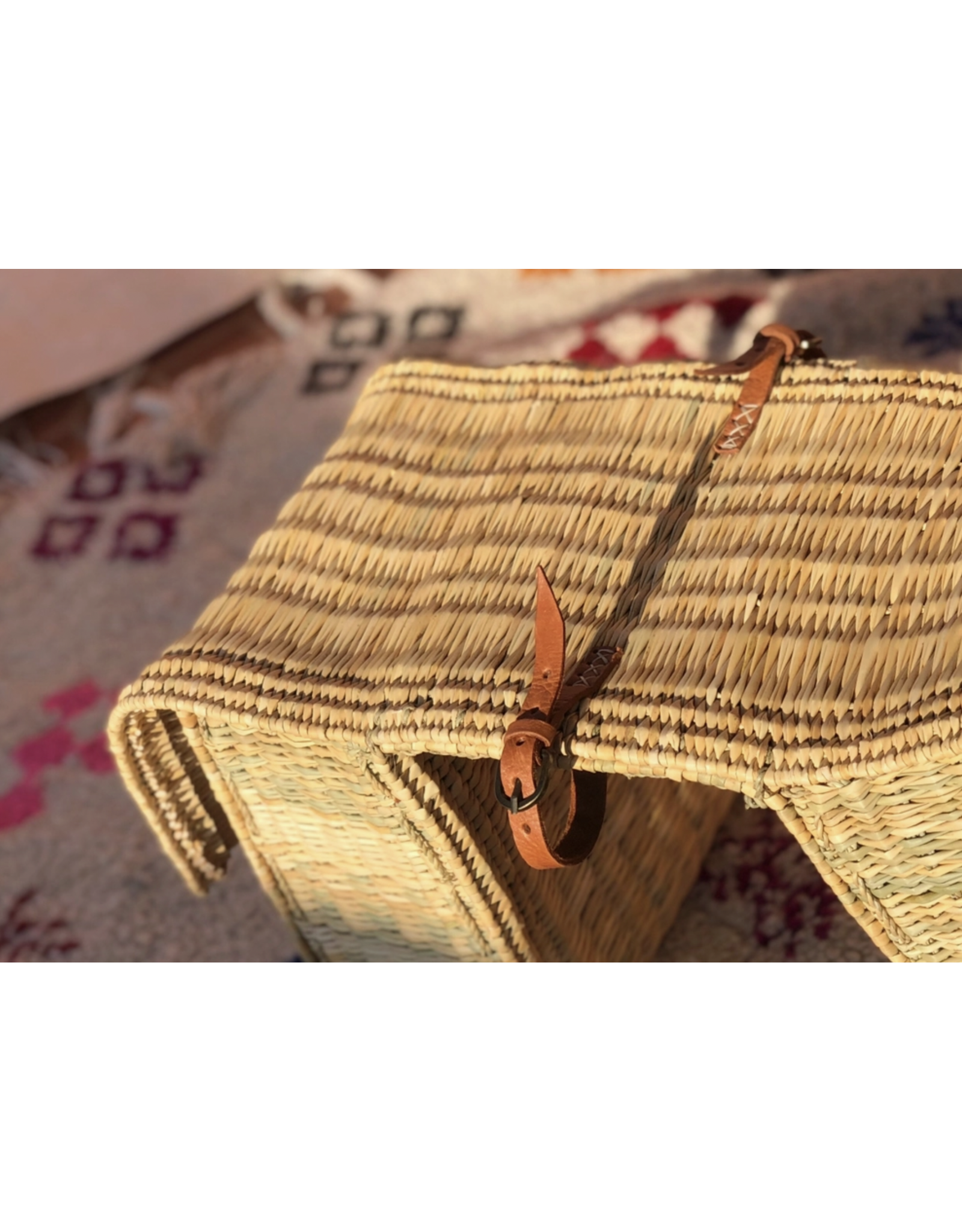 Handmade Double Bicycle Basket in Natural Wicker