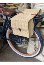 Handmade Double Bicycle Basket in Natural Wicker