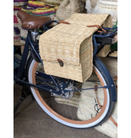 Handmade Double Bicycle Basket in Natural Wicker