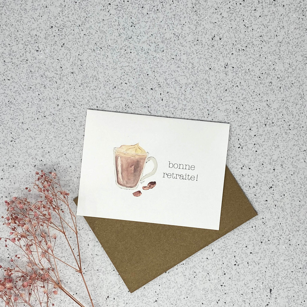 Kit de Survie Carte en papier lin - Bonne retraite (Cappuccino)