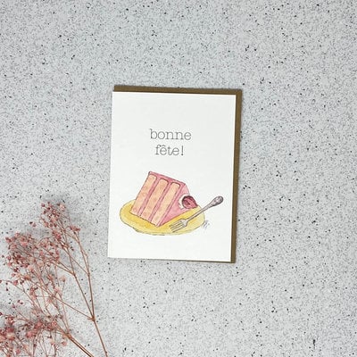 Kit de Survie Carte en papier lin - Gâteau de bonne fête!