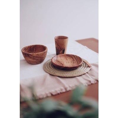 Argile et Osier Ensemble vaisselle pour bébé en bois d'olivier