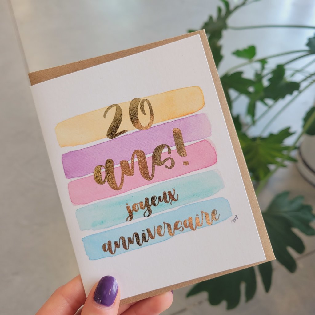 Kit de Survie Carte avec finition dorée - Joyeux anniversaire (20 ans)