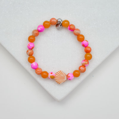 Namasty Bracelet pour enfant - Coquillage orange et rose