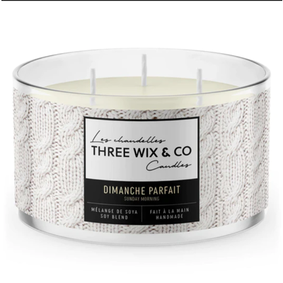 Three Wix & Co. Chandelle 3 mèches - Dimanche parfait