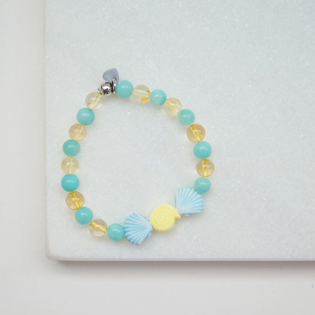 Namasty Bracelet pour enfant - Coquillage bleu et jaune