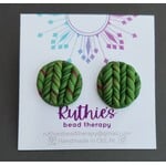 Earrings - Ruthies Bead Therapy - Green Mix Studs