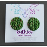 Ruthies Bead Therapy - Multicoloured Knitted Studs #6, large - Earrings