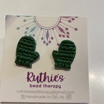 Green Mitten Studs - Earrings - Ruthies Bead Therapy