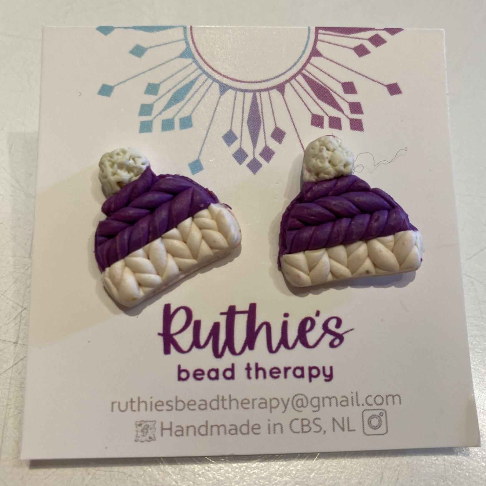 Purple Hat Studs - Earrings - Ruthies Bead Therapy