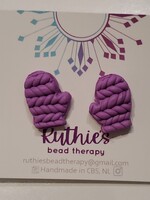 Purple Mittens Studs - Earrings - Ruthies Bead Therapy