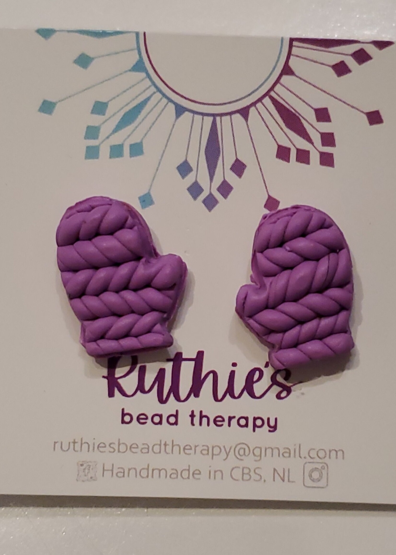 Purple Mittens Studs - Earrings - Ruthies Bead Therapy
