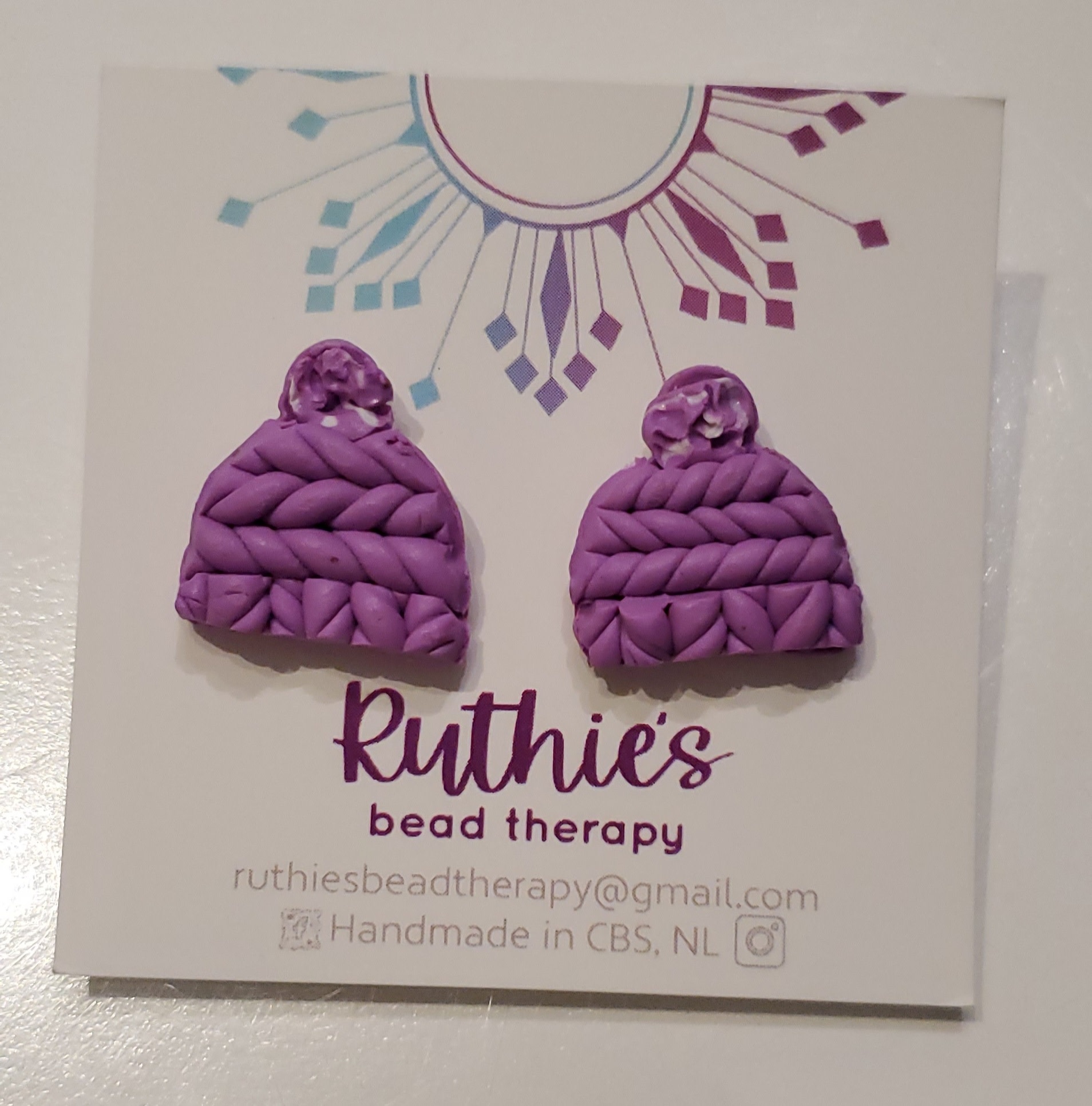 Purple Hat Studs - Earrings - Ruthies Bead Therapy