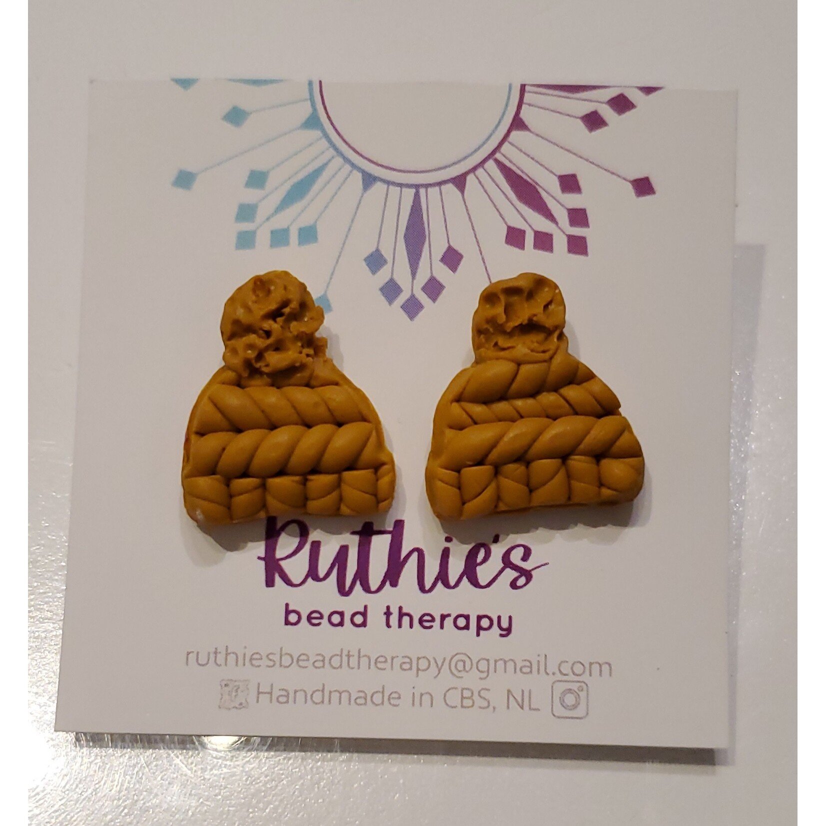 Earrings - Ruthies Bead Therapy -Yellow Hats Studs