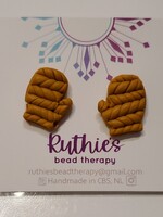 Yellow Mitten Studs - Earrings - Ruthies Bead Therapy