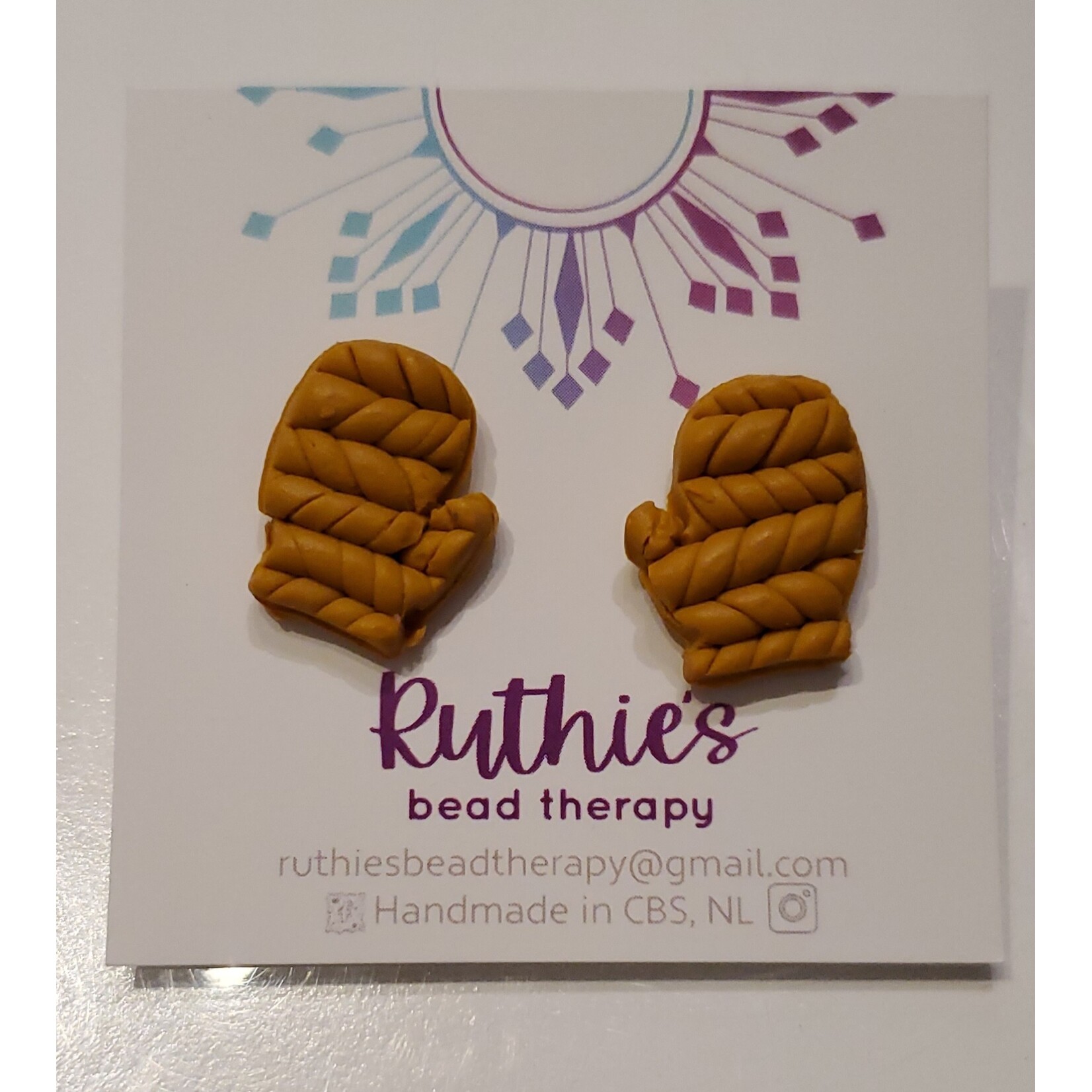 Earrings - Ruthies Bead Therapy -Yellow Mittens Studs