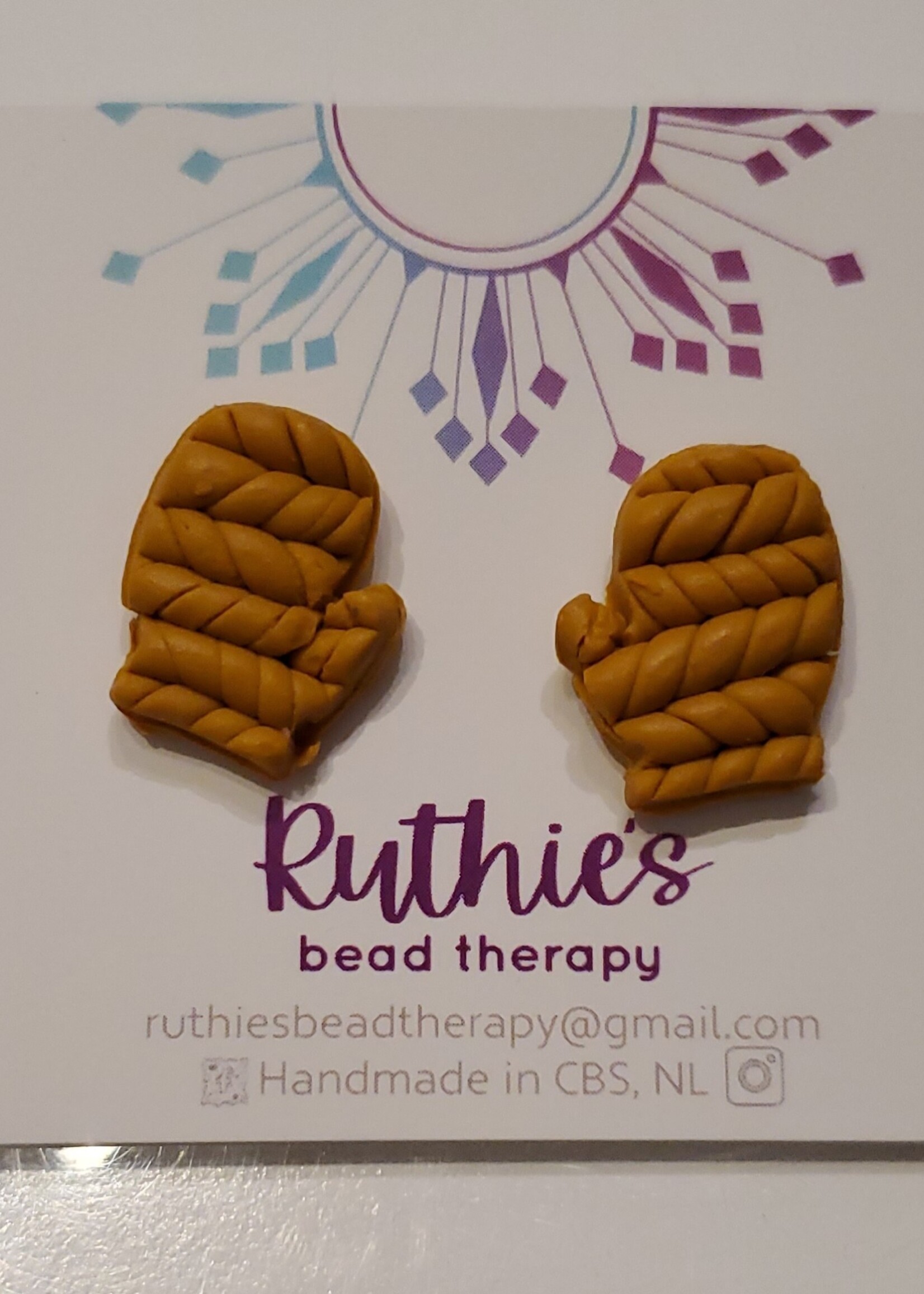 Yellow Mitten Studs - Earrings - Ruthies Bead Therapy