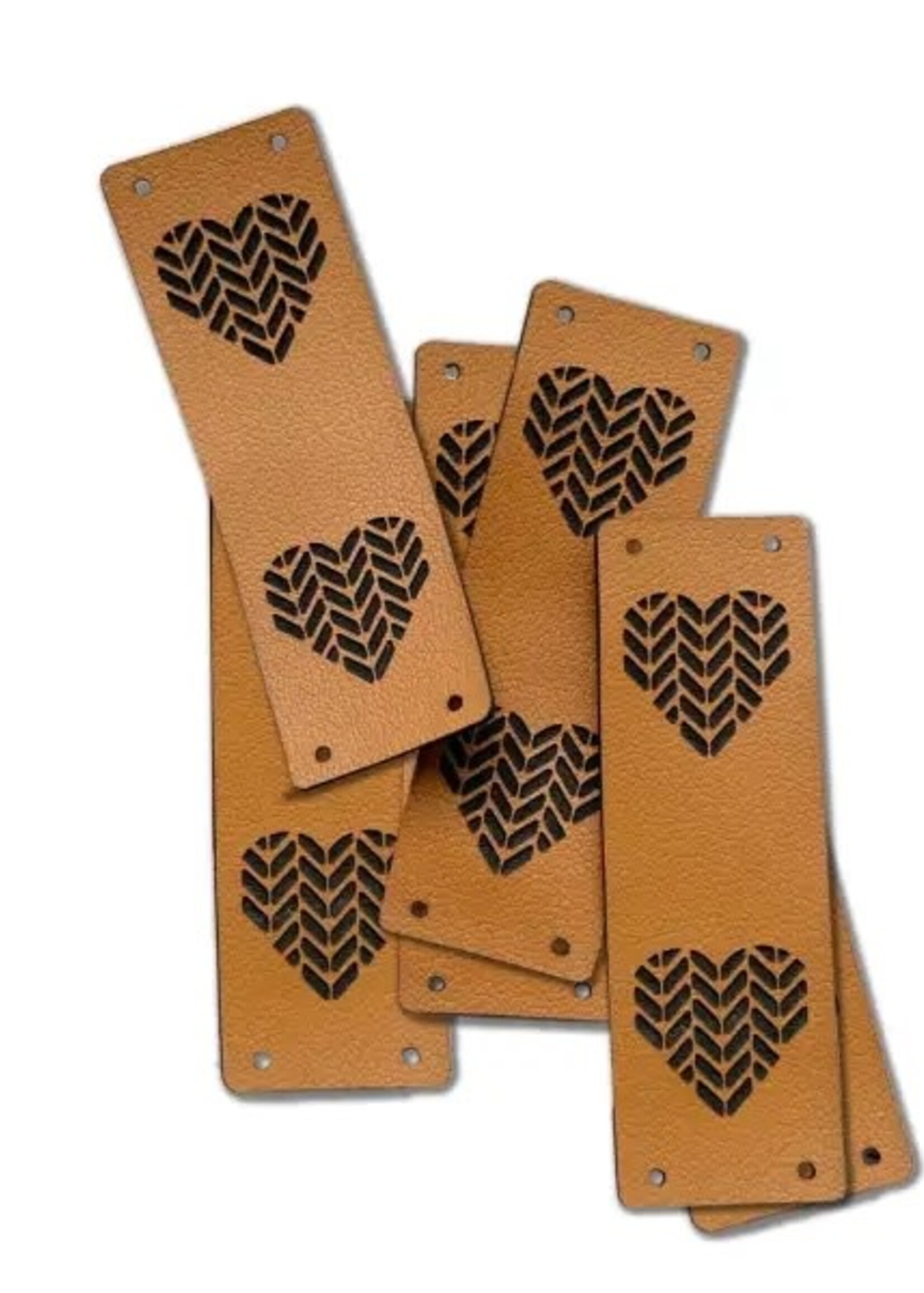Brick Bubble Tags - Large Hearts - Cinnamon Brown Only