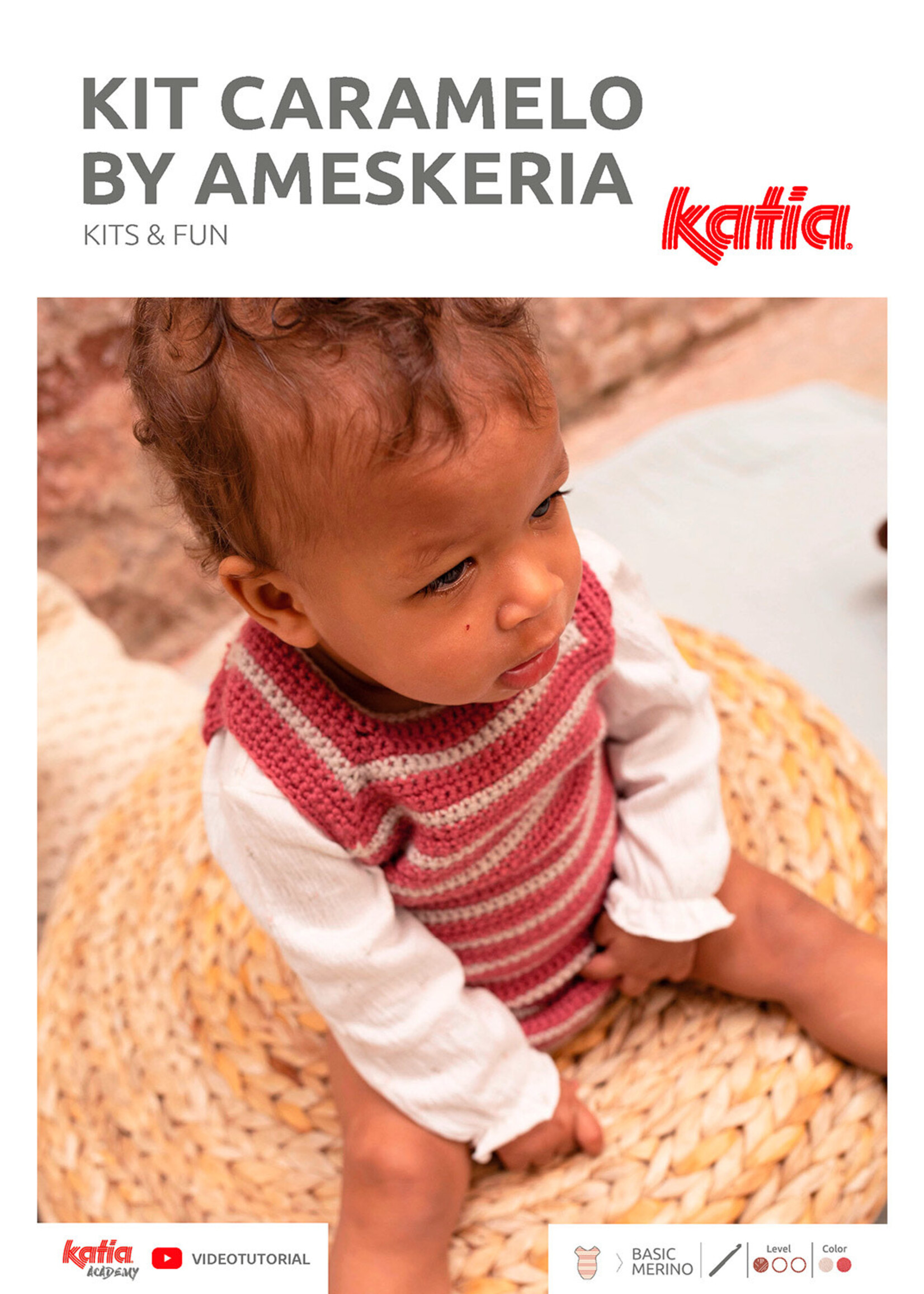 Katia Katia - Striped crochet romper kit by Ameskeria - 12 months