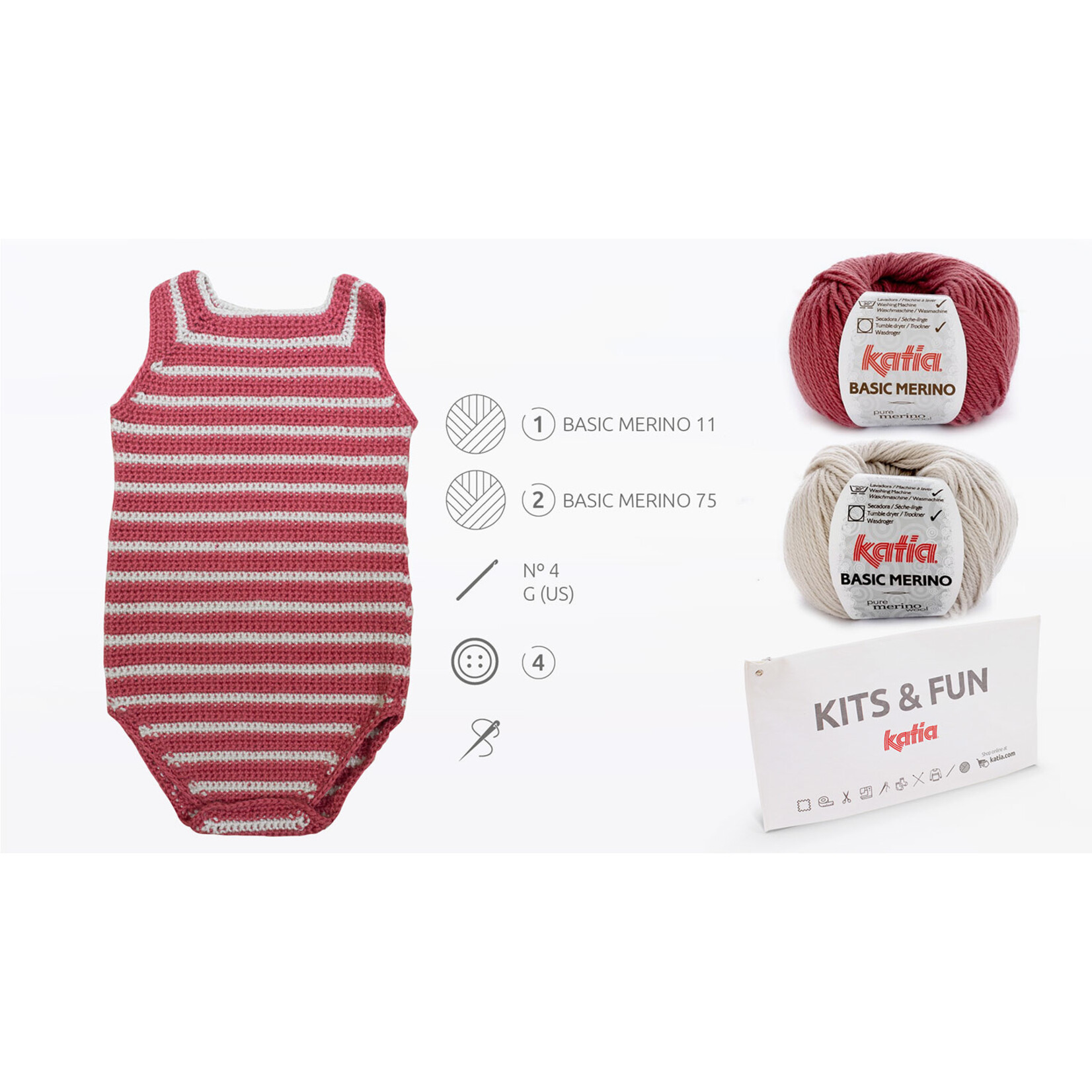 Katia - Crochet Romper Kit- Size 12 months - 50% OFF