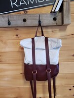 Ramble Rucksack - Cream Honeycomb Rucksack Lined in Cream, Wine Vinyl, Rose Gold Accents