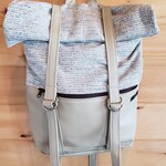 Ramble Rucksack - Beige and Cream Variegated Rucksack Lined in Sand, Tan Vinyl, Nickle Accents