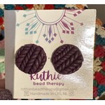 Ruthies Bead Therapy - Purple Knitted Studs #13, large - Earrings
