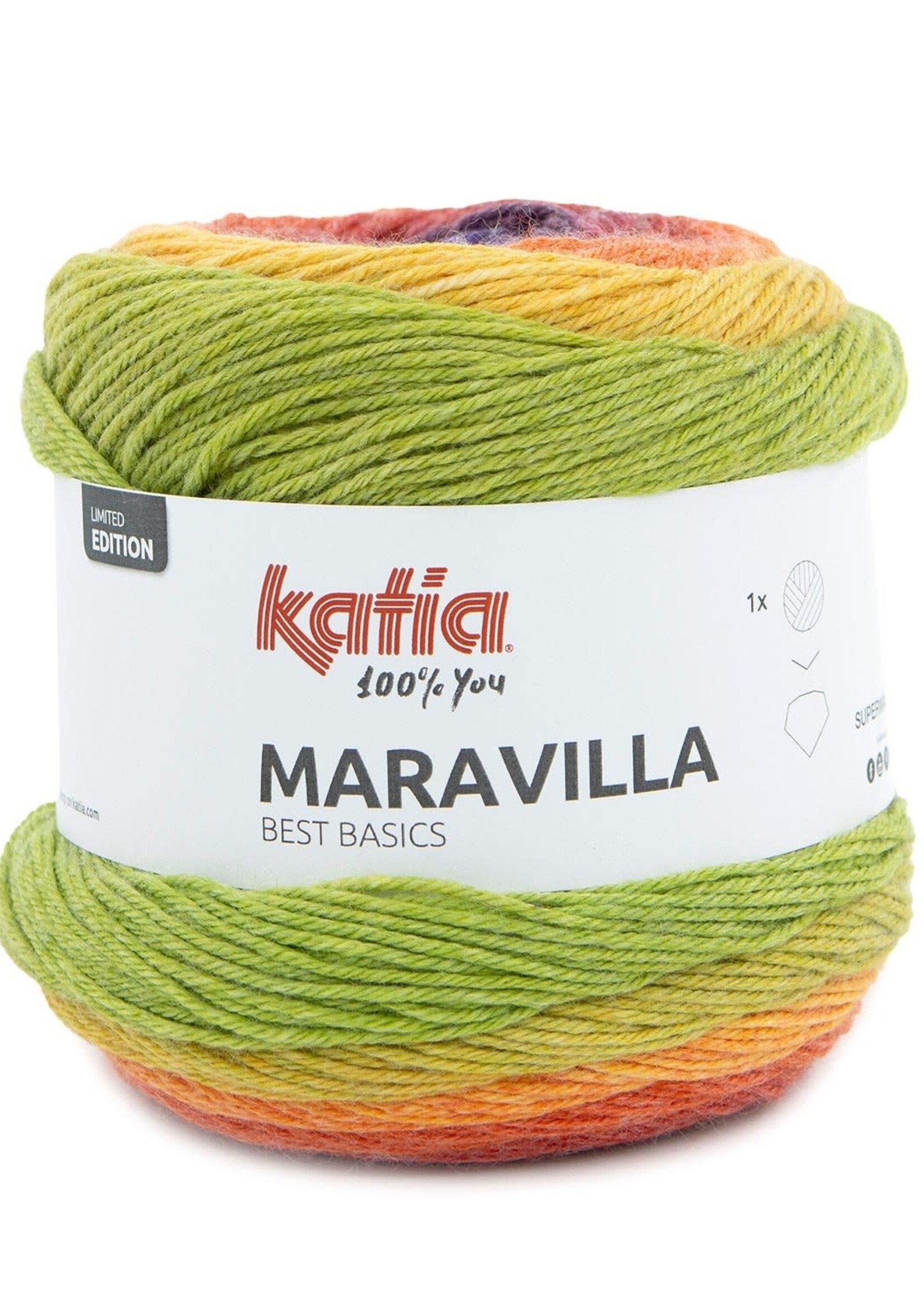 Katia Maravilla Gradient by Katia - 501 - Pearl blackberry-Orange-Yellow green
