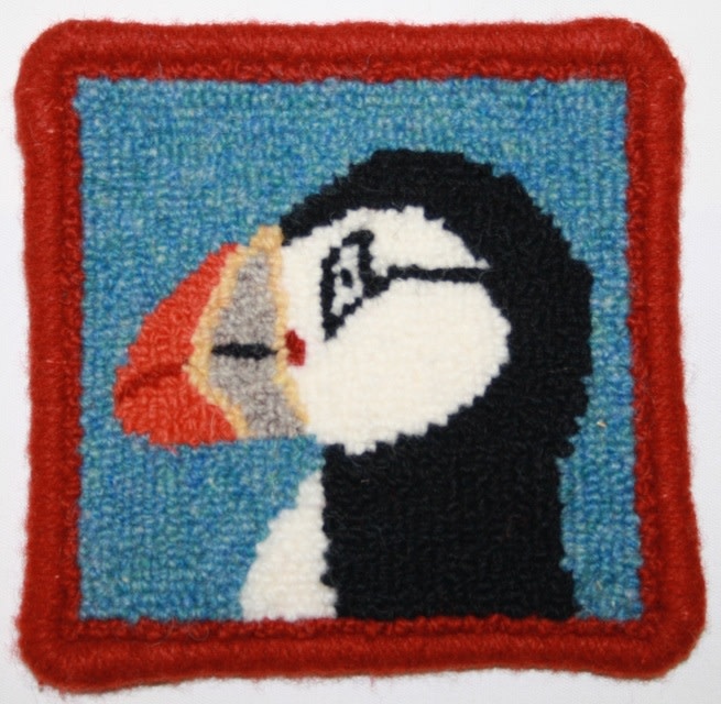 Rug Hook Kits by Molly Made Fibre Art Studio Rug Hooking Kit - Puffin Coaster Rug Hook Kits by Molly Made Fibre Art Studio Rug Hooking Kit - Puffin Coaster