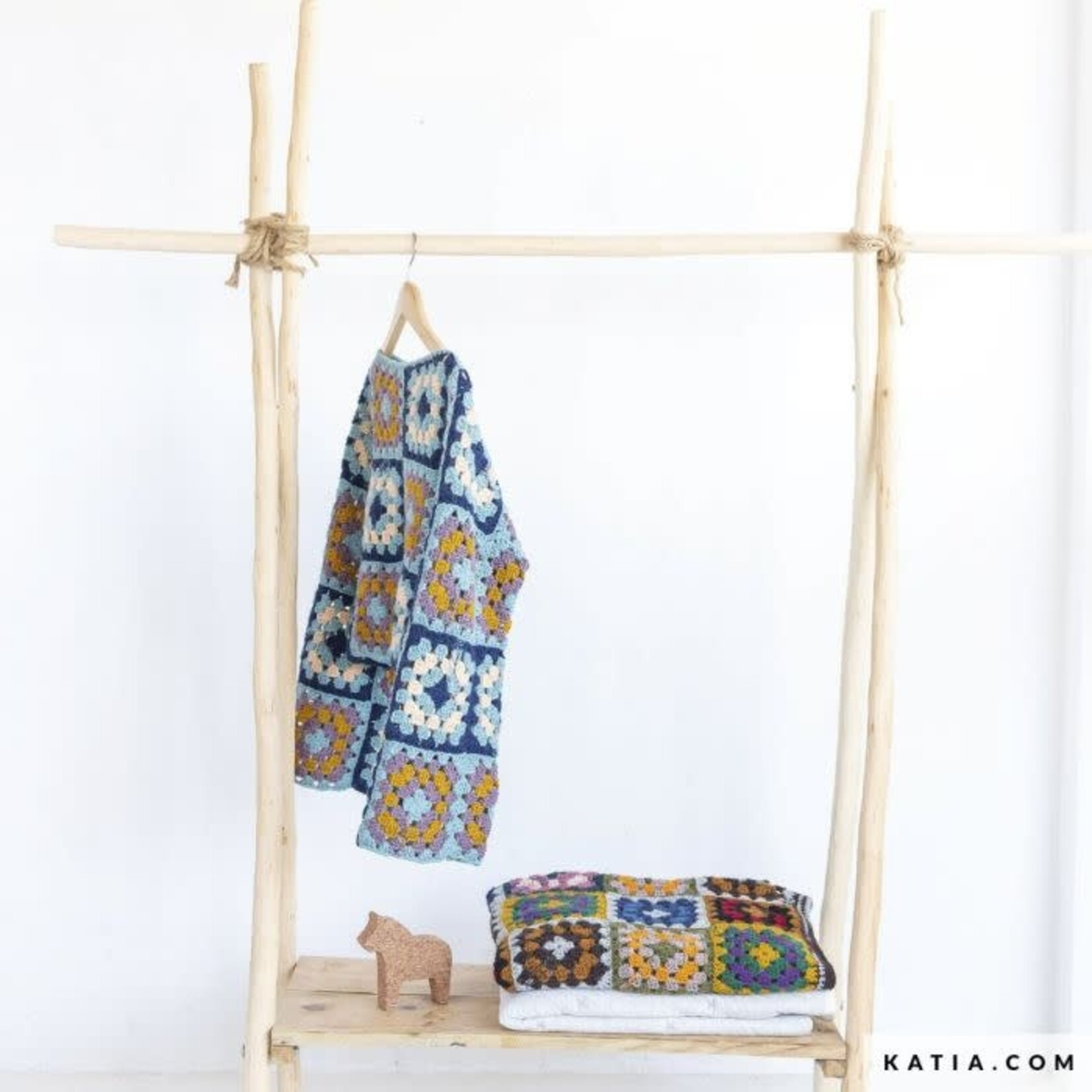 Katia - INSTAGRANNY Merino Wool - 100 - Dark blue-Water Blue-Light Salmon - 50% OFF