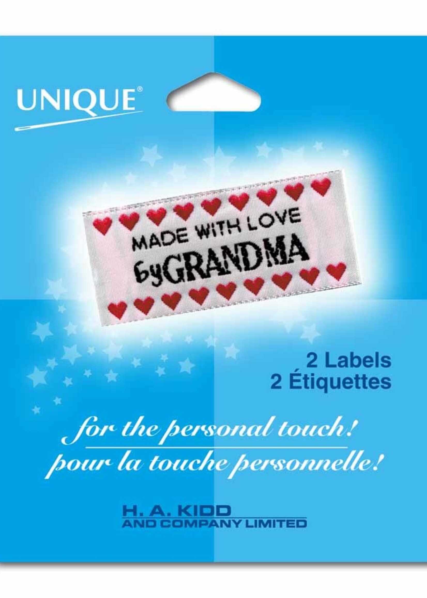 Unique Labels - Made With Love by Grandma  (hearts)