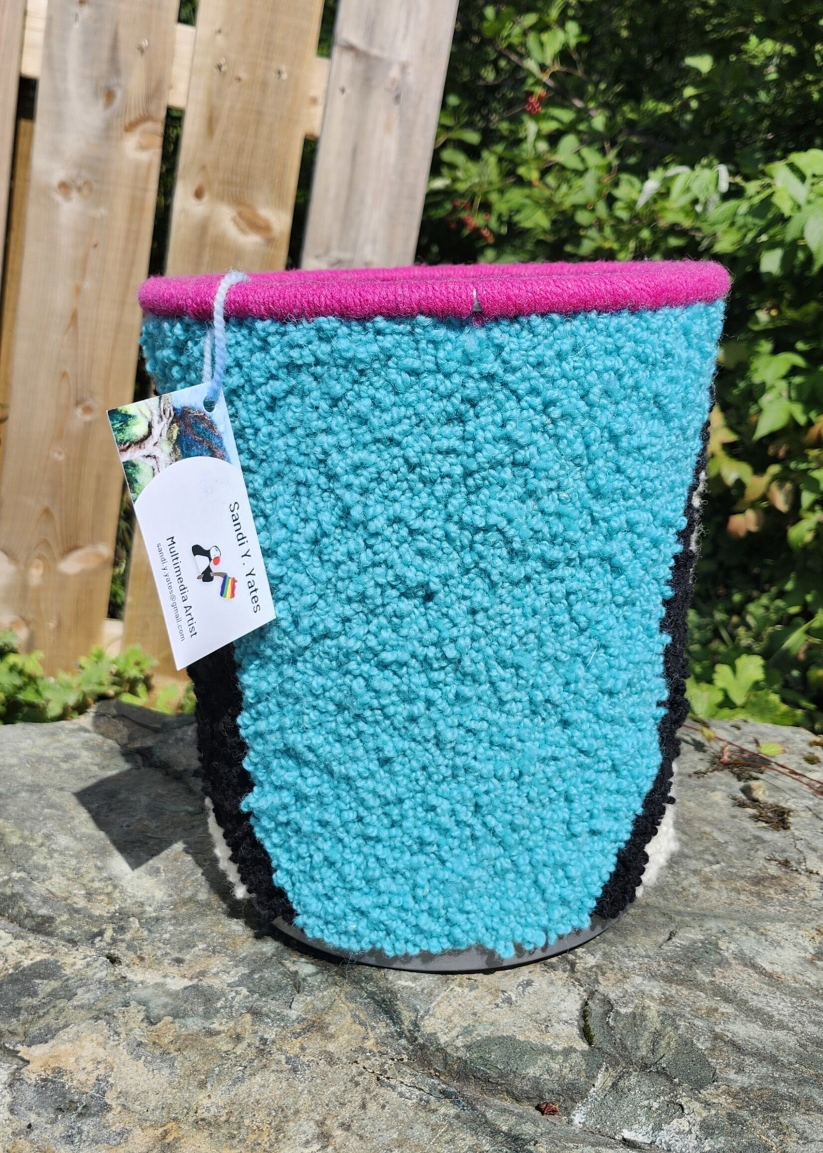 Puffin Hooked Basket (One of a Kind) by Sandi Yates