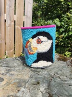 Puffin Hooked Basket (One of a Kind) by Sandi Yates