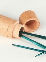 Teal Wooden Darning Needles in Beech Wood Container, 4pc.