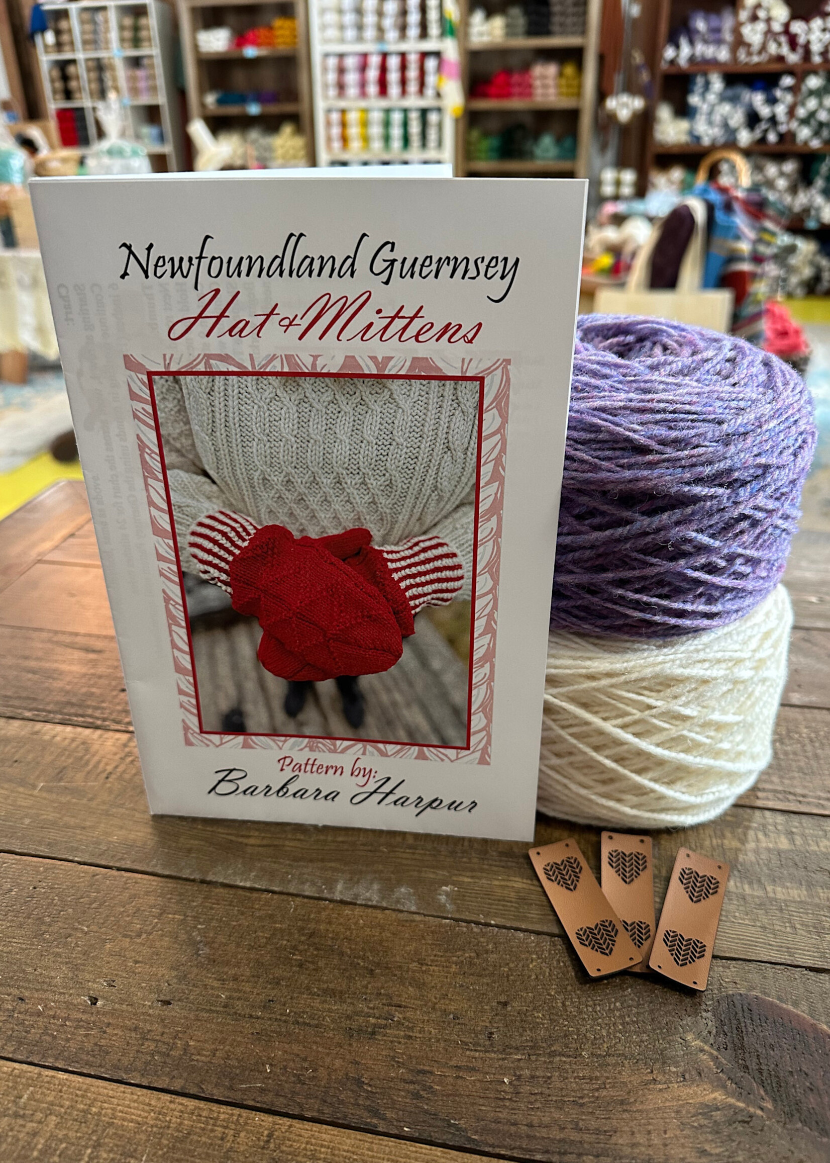 Newfoundland Guernsey Mittens & Hat KIT (Lilac & Bleached White REGAL)