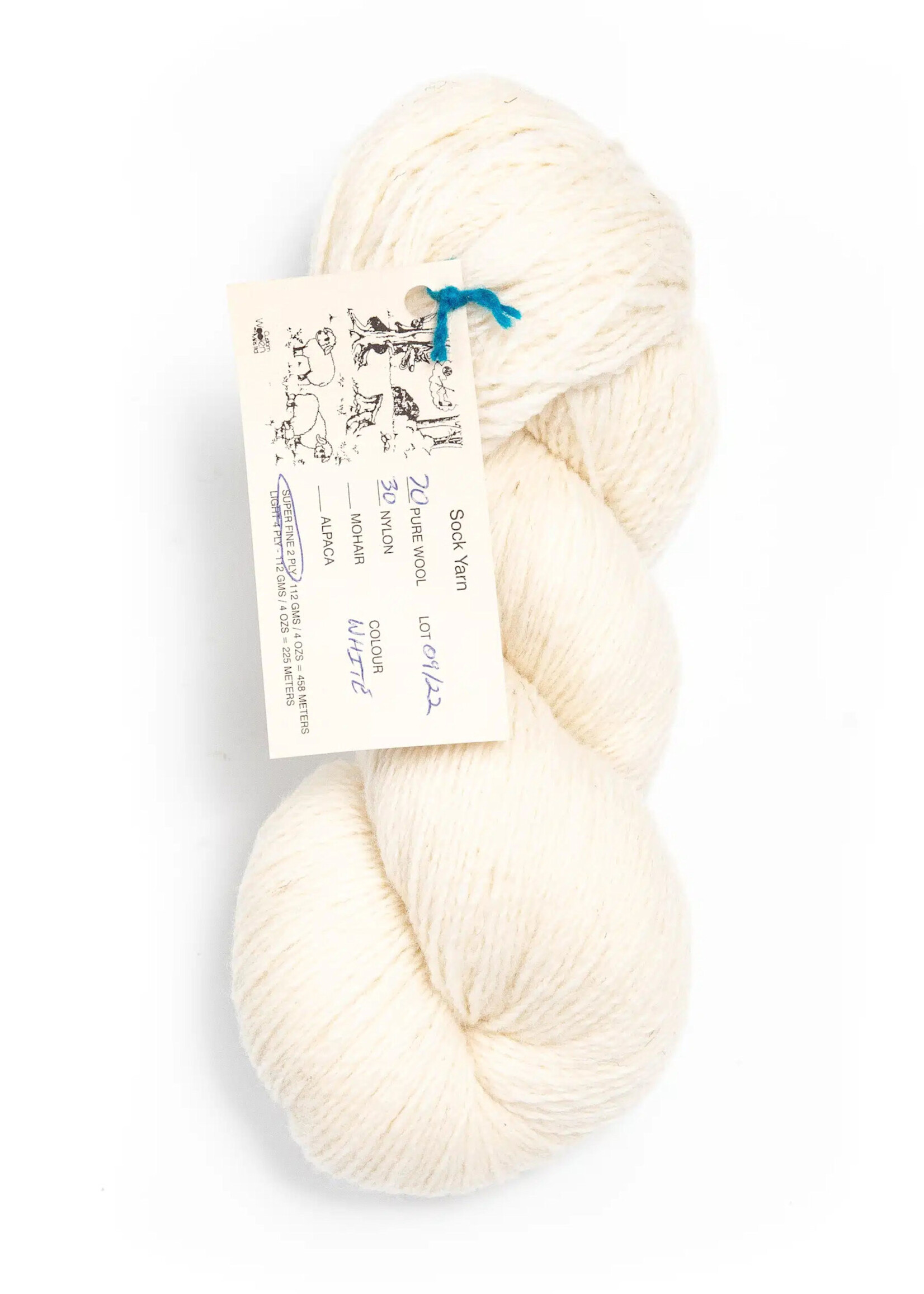 Custom Woolen Mills ltd Custom Woolen Mills - Sock Yarn 2-Ply - White