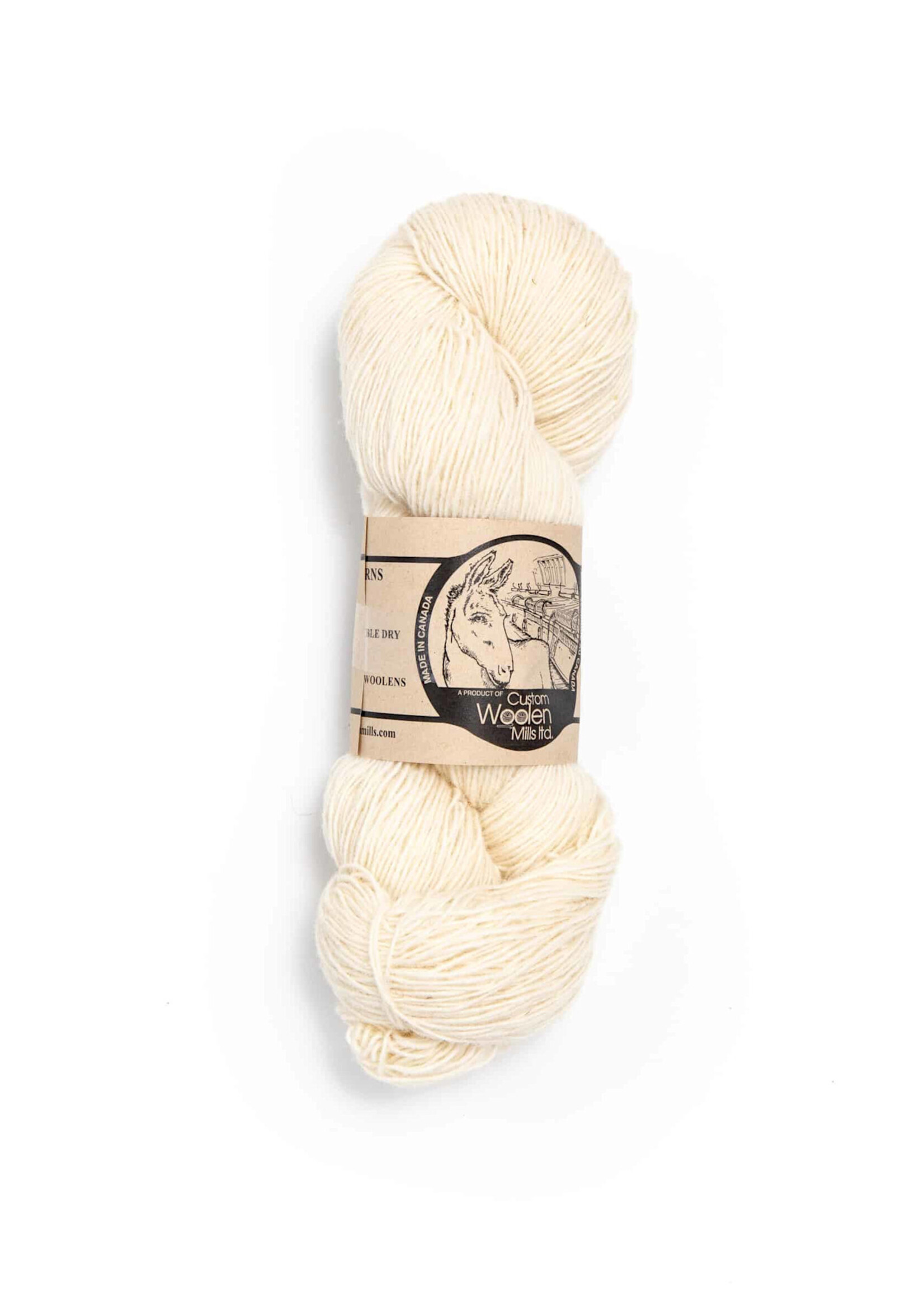 Custom Woolen Mills ltd Custom Woolen Mills - Mule Spinner 1-Ply Yarn - Natural White #01