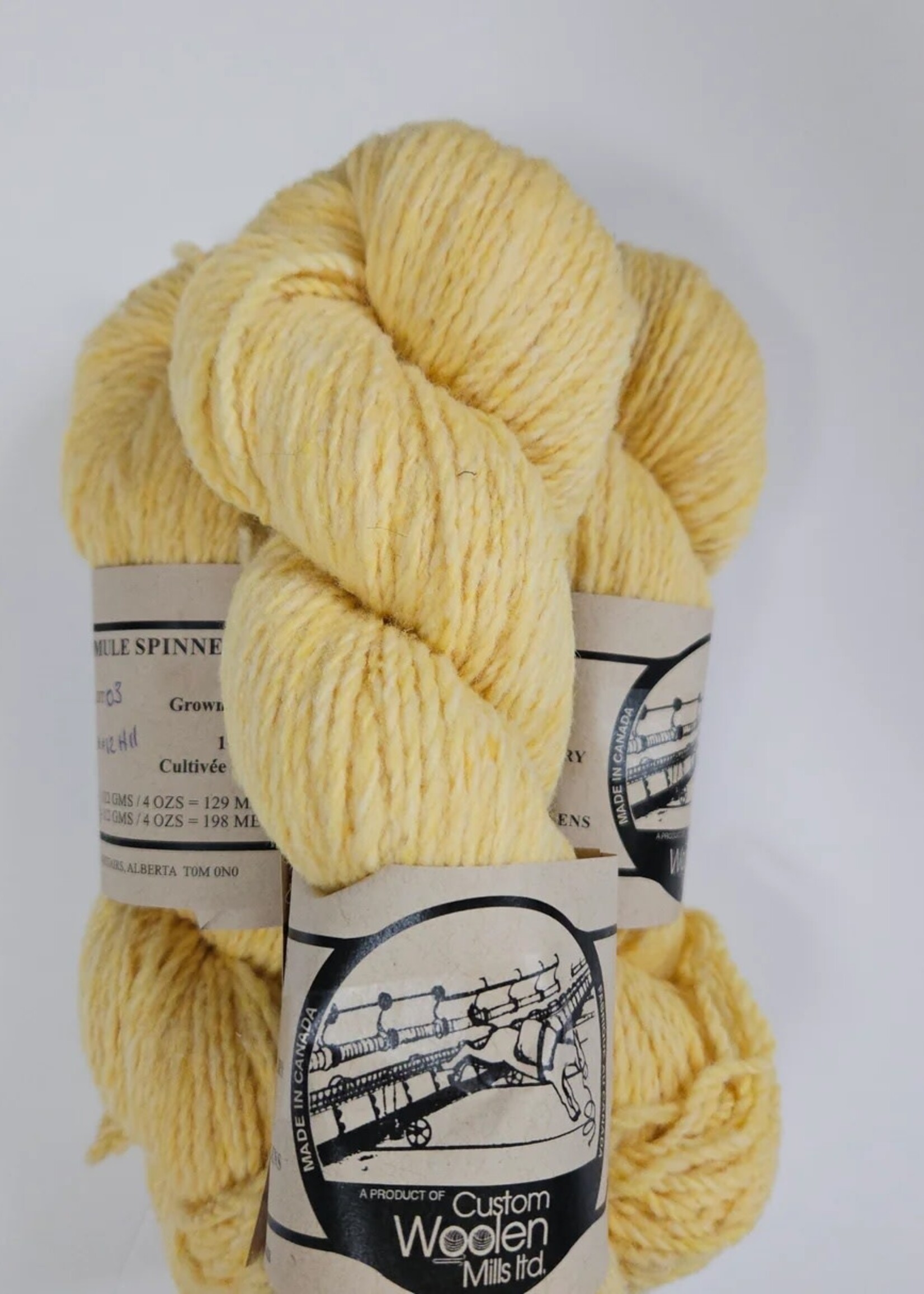 Custom Woolen Mills ltd Custom Woolen Mills - Mule Spinner 2-Ply Yarn - #12H11 Butter Yellow Heather
