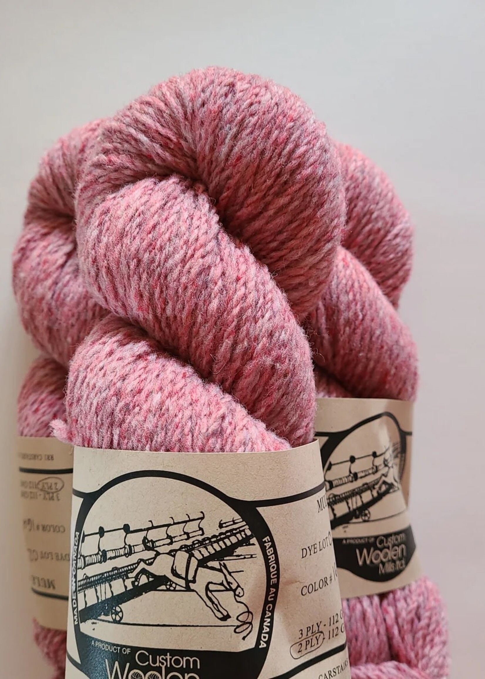Custom Woolen Mills ltd Custom Woolen Mills - Mule Spinner 2-Ply Yarn - #16H9 Peppermint Pink Heather
