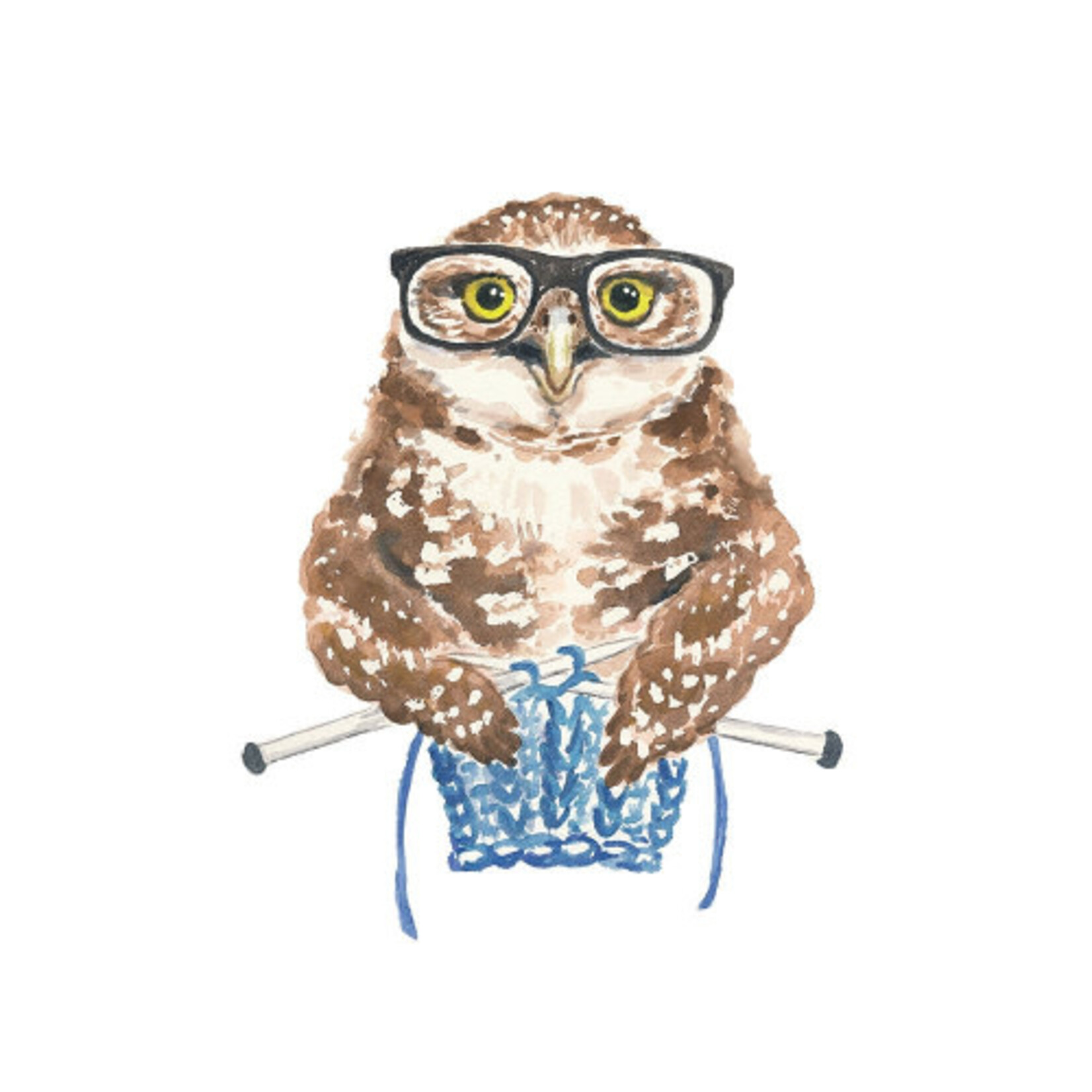 Greeting Card - Owl Knitting