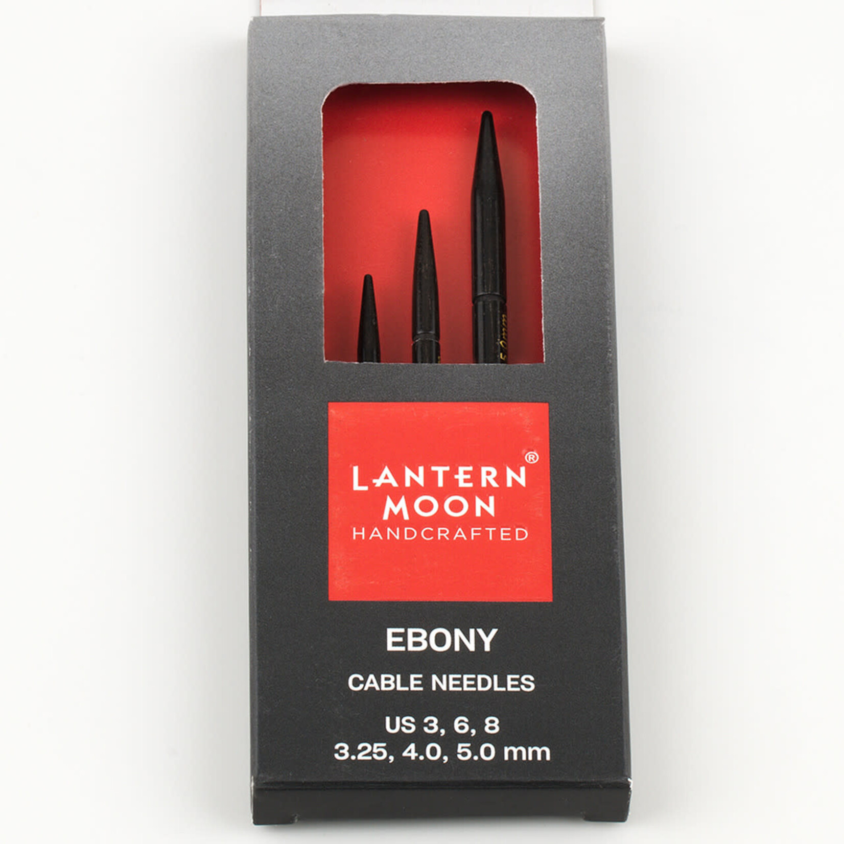 Lantern Moon Ebony Wood Cable Needles - Set of 3 - Size 3, 6, 8 (3.25, 4.0, 5mm)