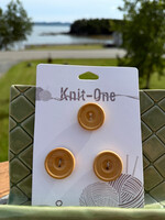 Knit One - 22mm 7/8” 2 Hole  Button - Natural Wood (3 per pack)