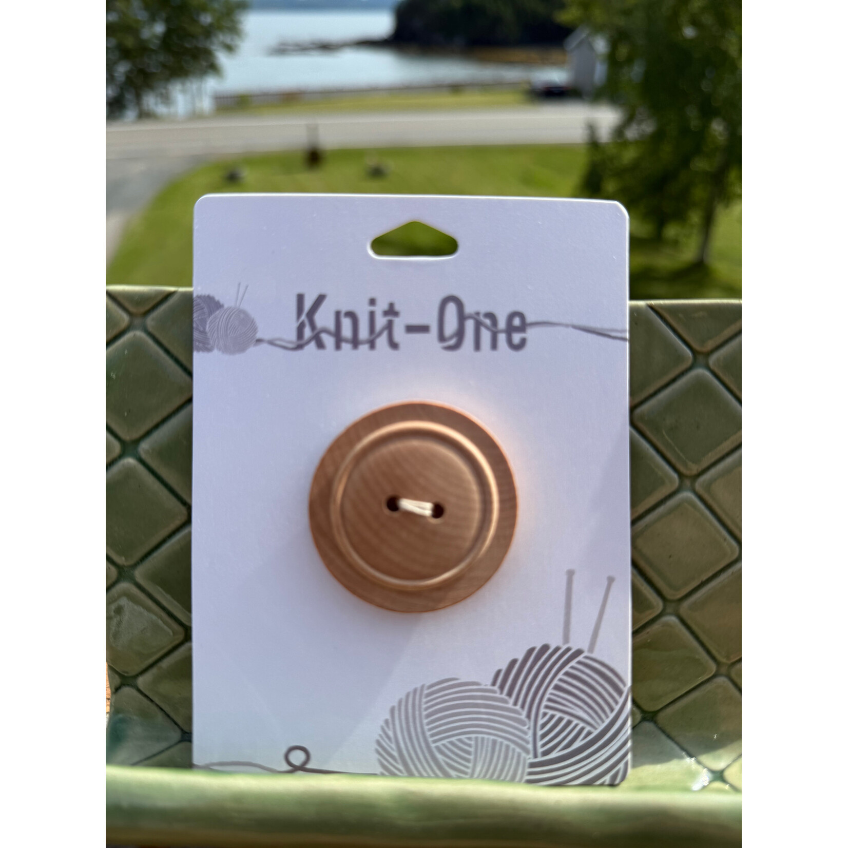 Knit One - 40mm 1 5/8” 2 Hole  Button - Natural Wood (1 per pack)