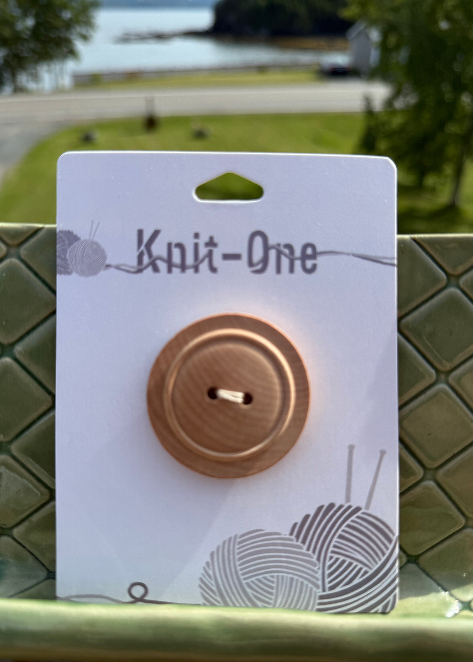 Knit One - 40mm 1 5/8” 2 Hole  Button - Natural Wood (1 per pack)