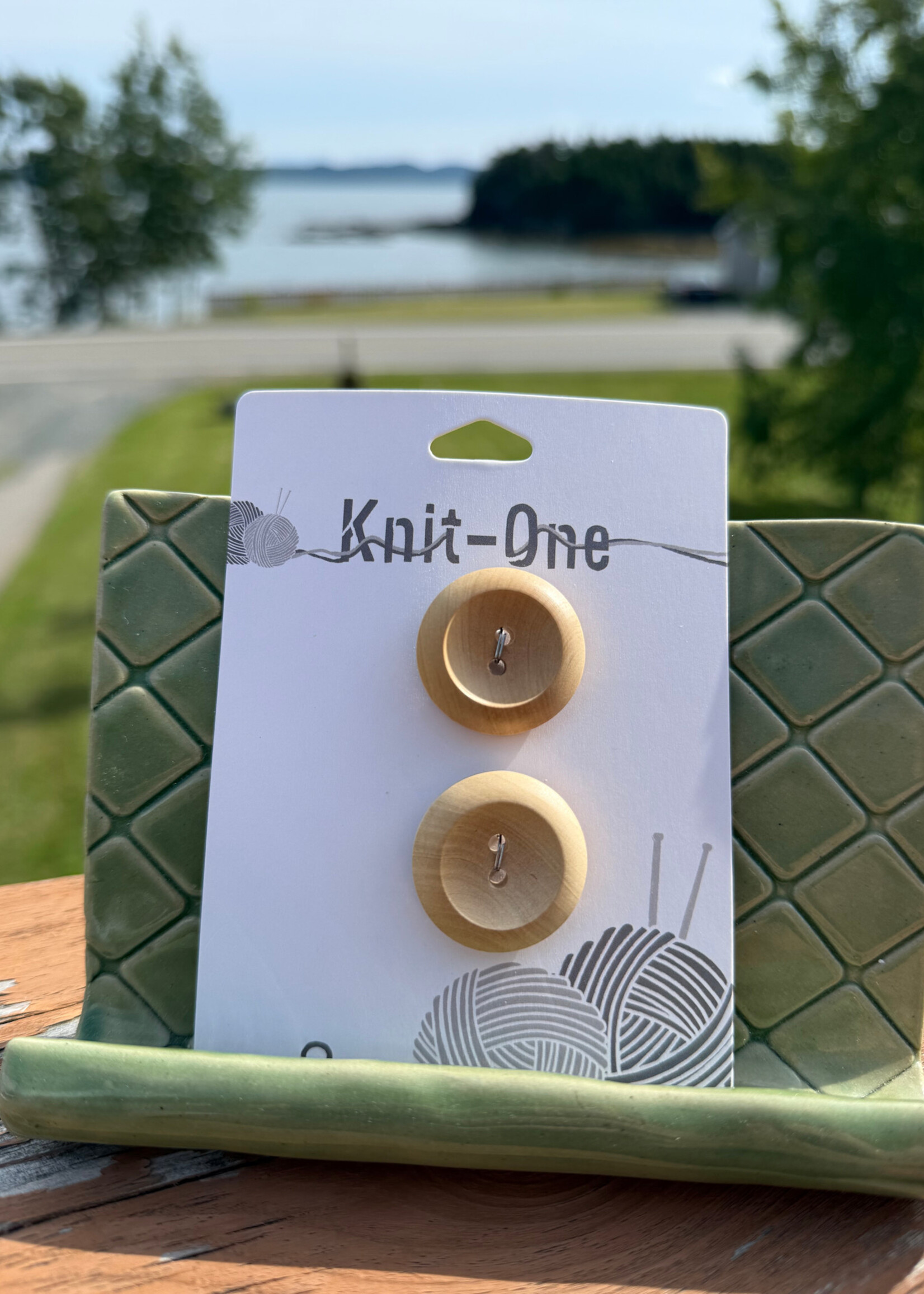 Knit One - 28mm 1 1/8” 2 Hole  - Natural Wood (2 per pack)