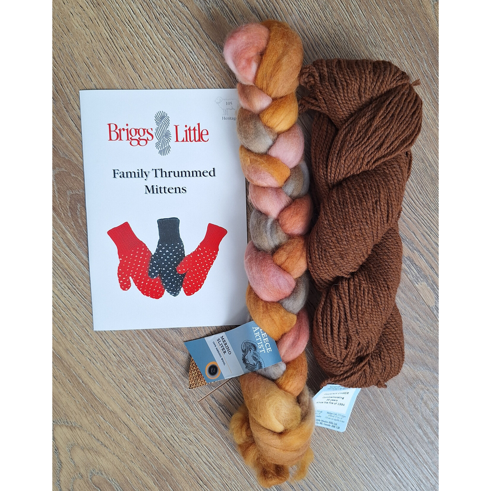 Thrummed Mittens Kit with Pattern - Fire Opal + Phoenix  Ember