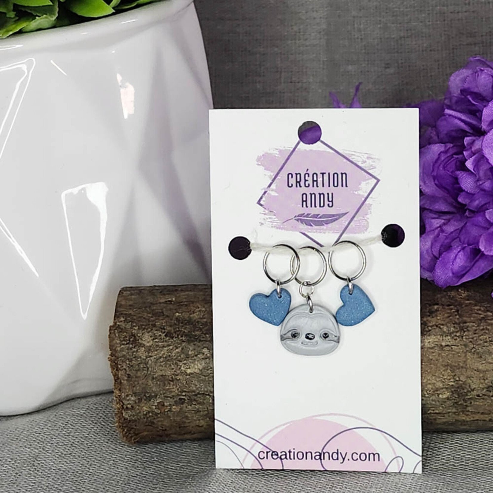 Création Andy - Stitch Markers - Grey Sloth