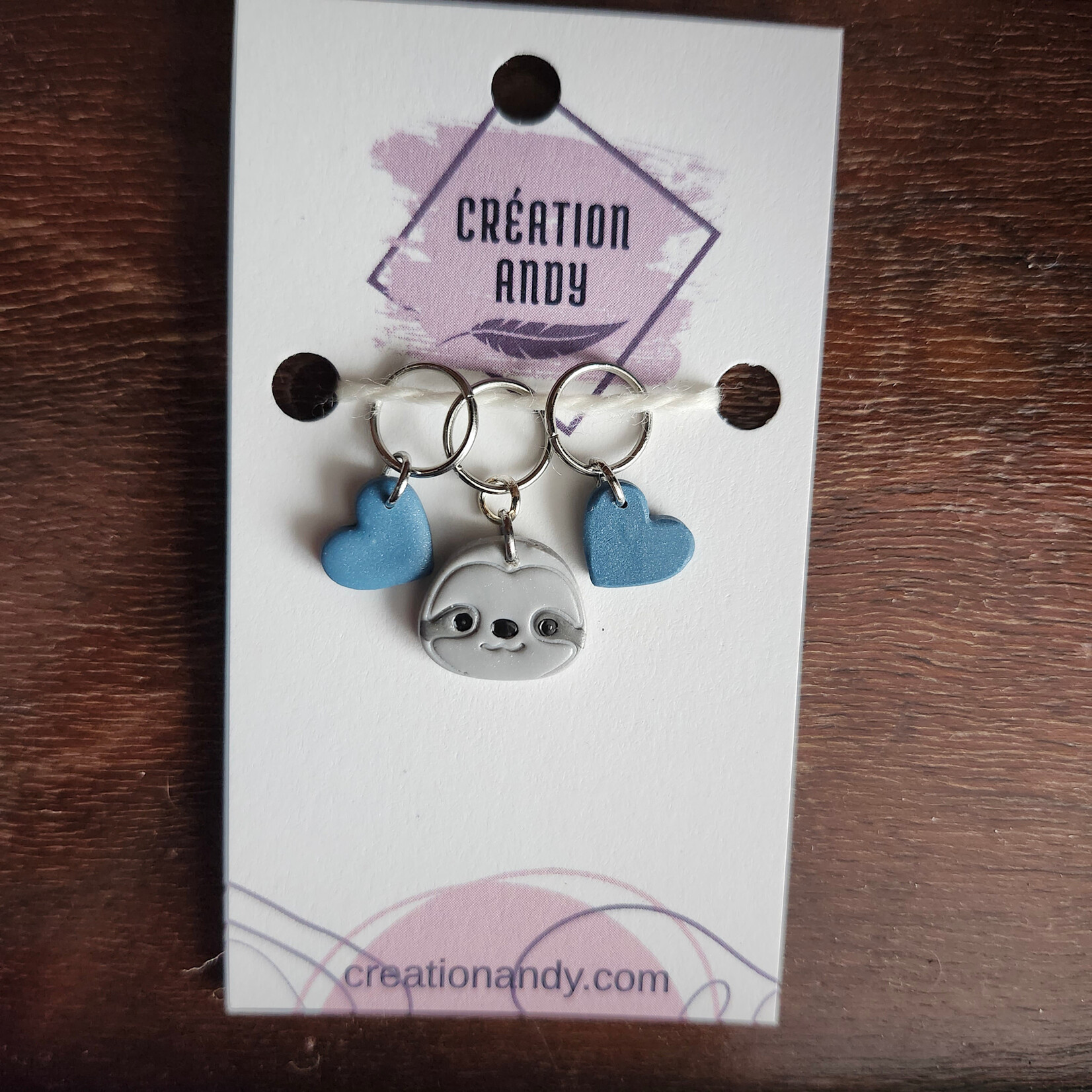 Création Andy - Stitch Markers - Grey Sloth