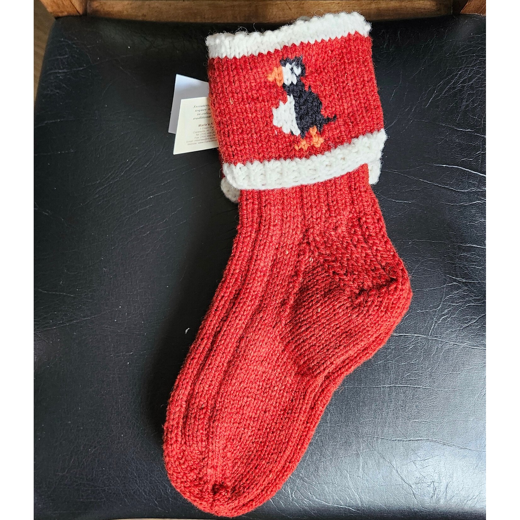 Newfoundland Puffin Cuff Socks - Rust